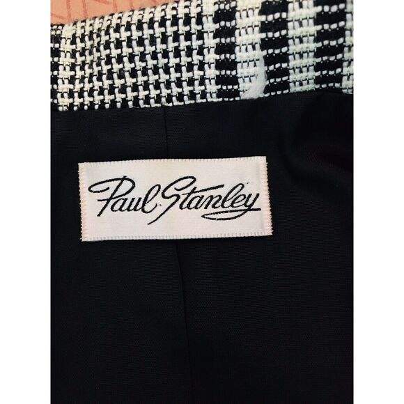 VTG Houndstooth Monochrome Plaid Button-Down Business Jacket Paul Stanley Size 6 - Picture 8 of 10